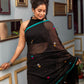 Very Much Indian Mastaani - Pure Mul Cotton Handloom Saree with Beautiful Floral Weaves - Black | Swadesiicart