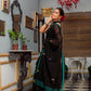 Very Much Indian Mastaani - Pure Mul Cotton Handloom Saree with Beautiful Floral Weaves - Black | Swadesiicart