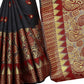 Vamika Banarasi Jaquard Black & Red Weaving Saree | Swadesiicart