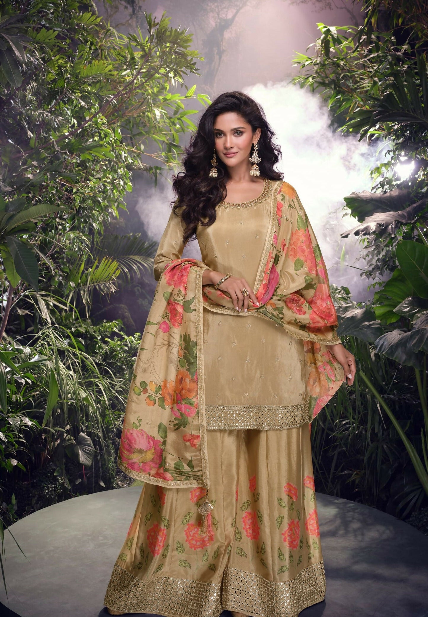Anaita Chiku Embroidered Silk Stitched Plazo suit