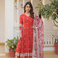 Jyoti Fashion Women's Orange Faux Georgette Sequins Zari Embroideredy Anarkali Dress with Dupatta | Swadesiicart