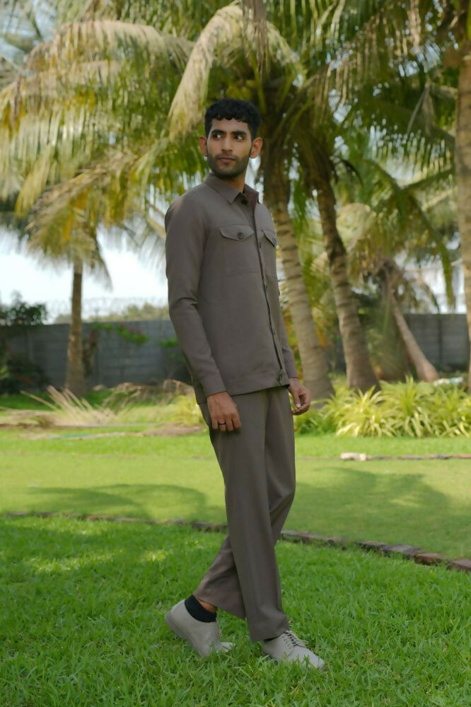 Azure Brown Shacket by Hilo Design
