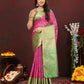 Lorenvalley Fashion Pink Cotton Woven Design Zari Meenakari Weaving Saree - Swadesiicart