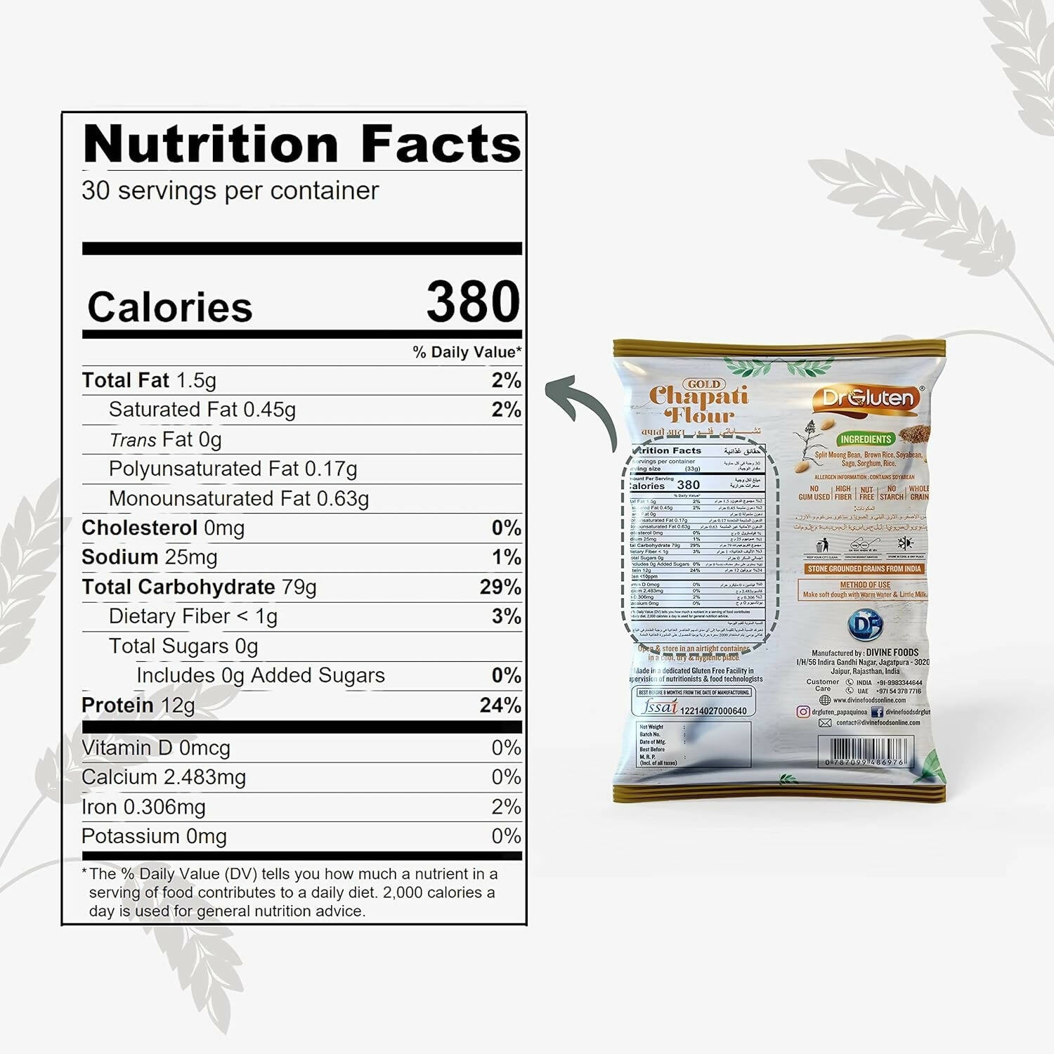 Dr. Gluten Multigrain Gold Chapati Flour Atta - Swadesiicart