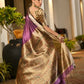 Vishnu Weaves Women's Wine Soft Tussar Silk Printed Saree with Blouse - Swadesiicart
