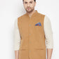 Even Apparels Brown Polyester Men's Nehru Jacket-Contrast Lining-Inbuilt Pocket Square | Swadesiicart