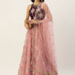 House of Panchhi Pink Net Sequins Embroideried Lehenga | Swadesiicart