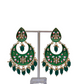 Green Gold-Polished Brass & Pearl Dangle Women Earrings| Hand Painted Meenakari Chandbali Traditional Ethnic Wear Earrings By House of Ree - Swadesiicart