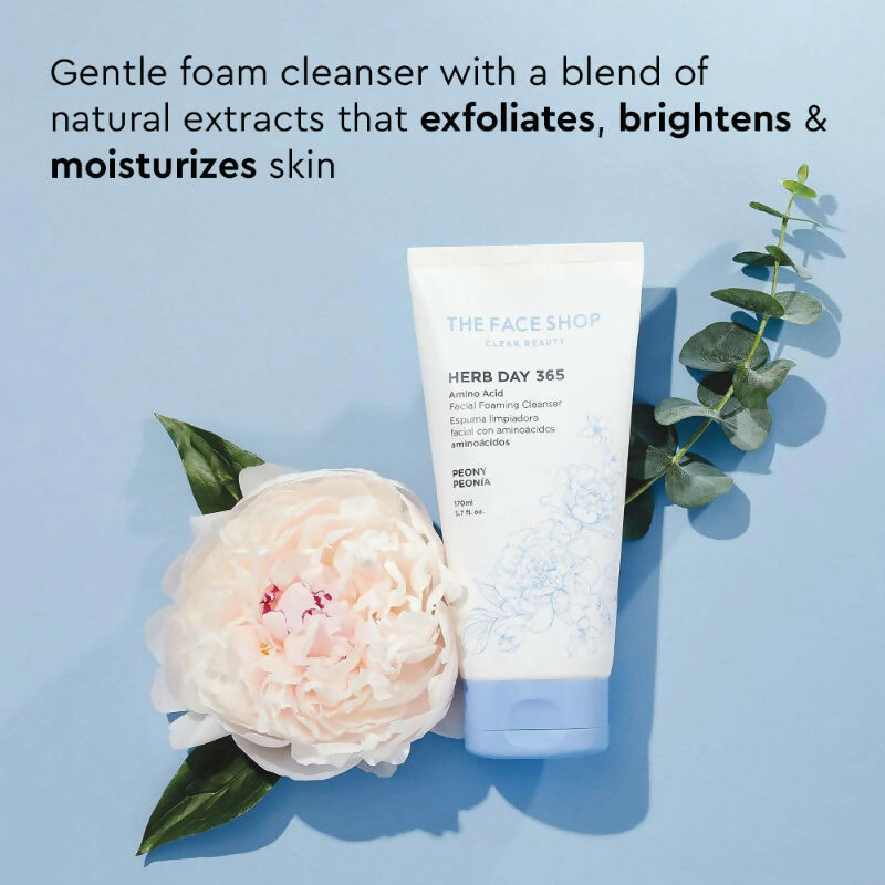 The Face Shop Herb Day Amino Acid Face Wash, Gentle Cleanser that Exfoliates & Brighten Skin - Korean Skincare | Swadesiicart