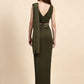Green Polyester Solid Ready to Wear Saree with stitched Blouse - Nita | Swadesiicart