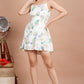 House of RP Women's Off-White Rayon Graphic Printed Short Dress - Swadesiicart