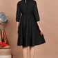 House of RP Women's Black Cotton Solid Tiered Dress - Swadesiicart