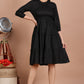 House of RP Women's Black Cotton Solid Tiered Dress - Swadesiicart