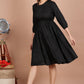 House of RP Women's Black Cotton Solid Tiered Dress - Swadesiicart