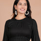 House of RP Women's Black Cotton Solid Tiered Dress - Swadesiicart
