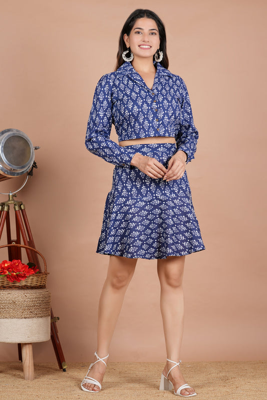 House of RP Women Indigo Cotton Print Co-Ords Sets - Swadesiicart