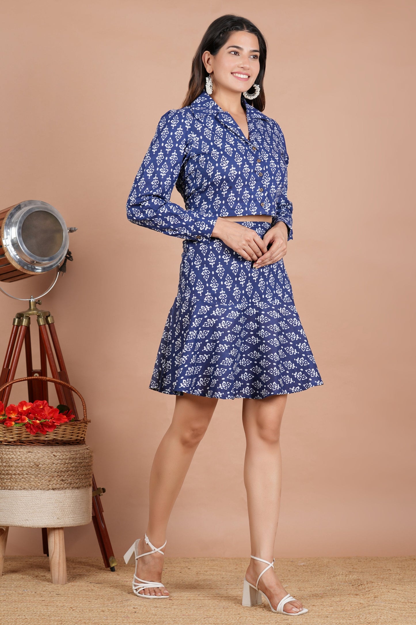 House of RP Women Indigo Cotton Print Co-Ords Sets - Swadesiicart