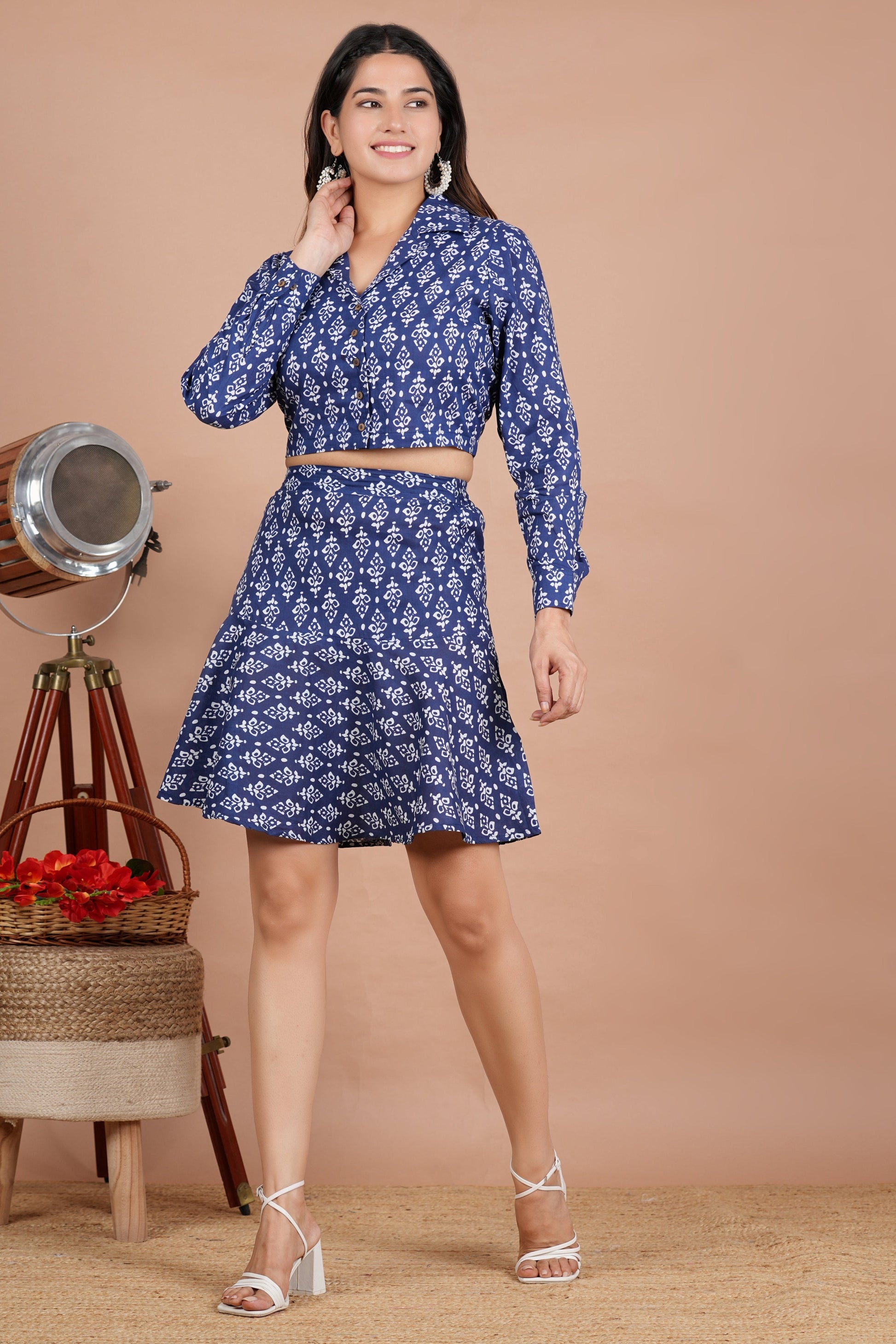 House of RP Women Indigo Cotton Print Co-Ords Sets - Swadesiicart