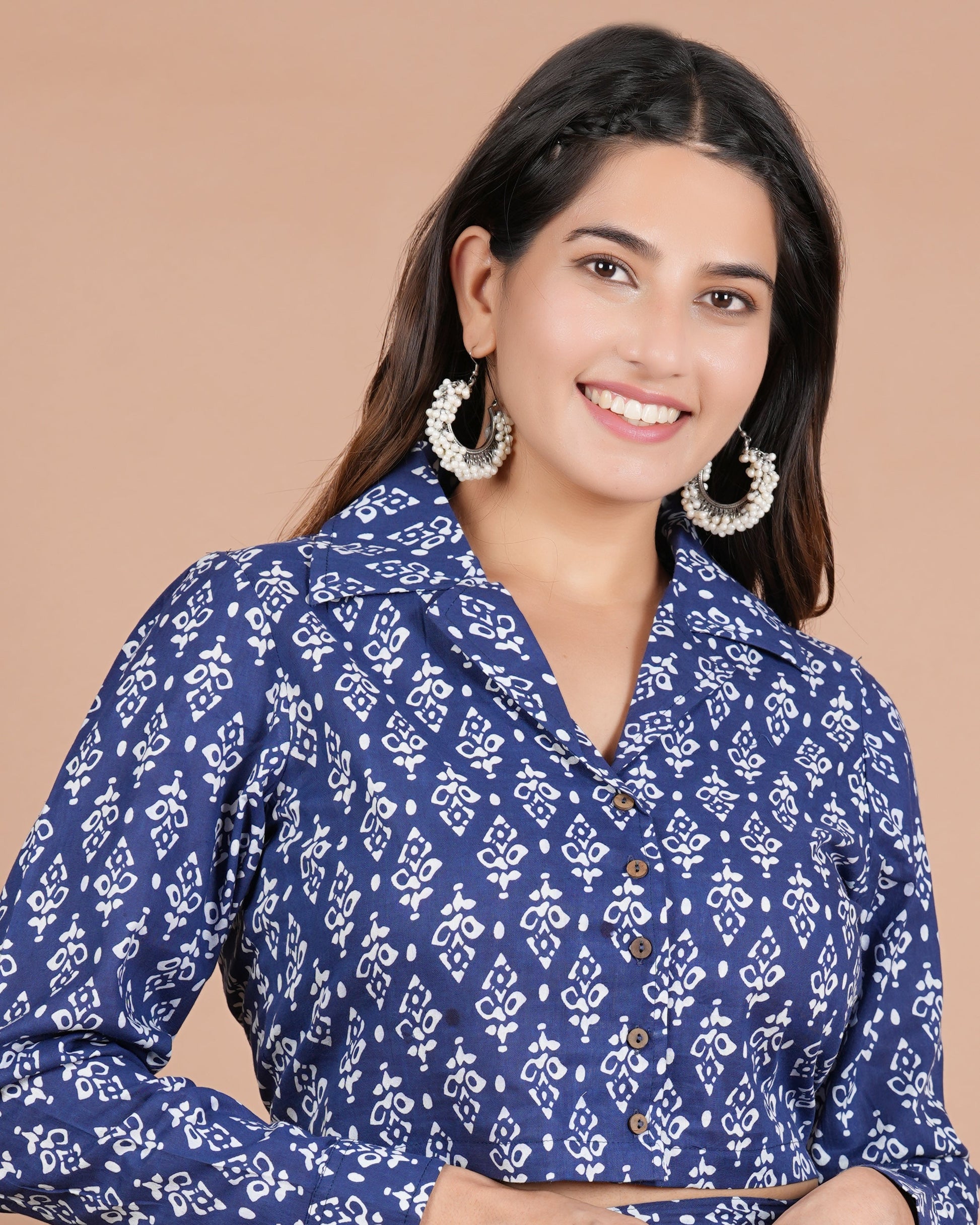 House of RP Women Indigo Cotton Print Co-Ords Sets - Swadesiicart