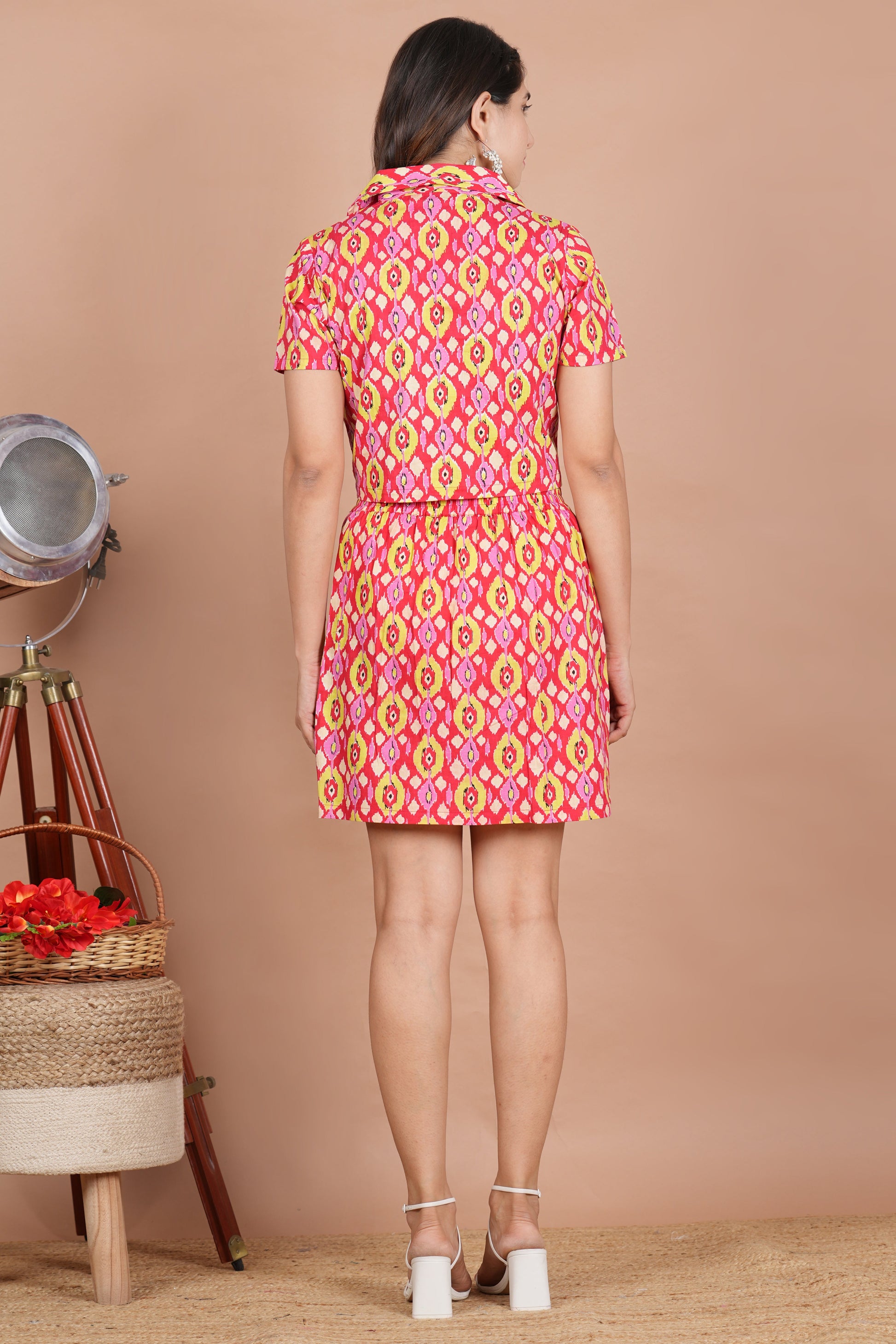House of RP Women Red & Yellow Cotton Print Co-Ords Sets - Swadesiicart