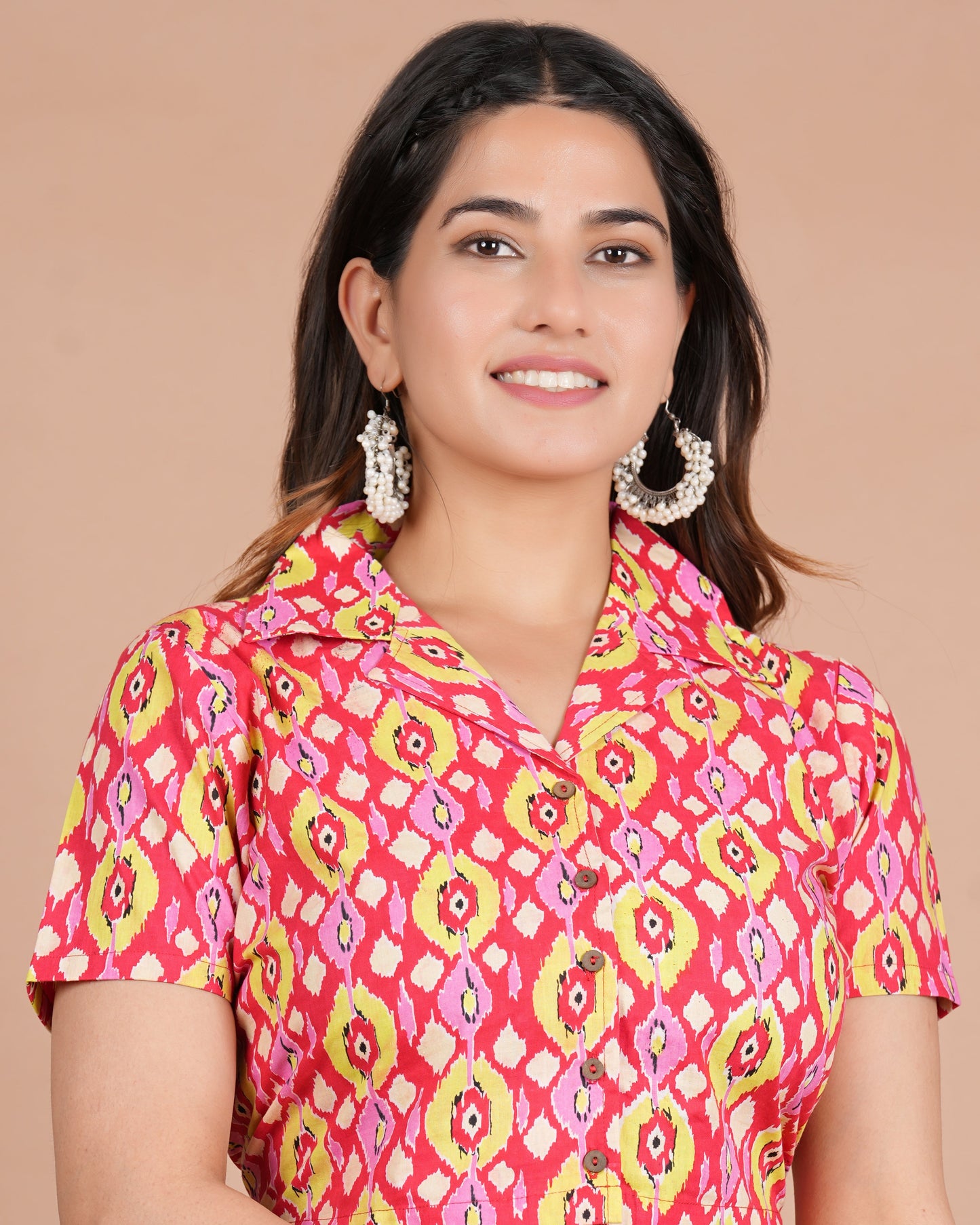 House of RP Women Red & Yellow Cotton Print Co-Ords Sets - Swadesiicart