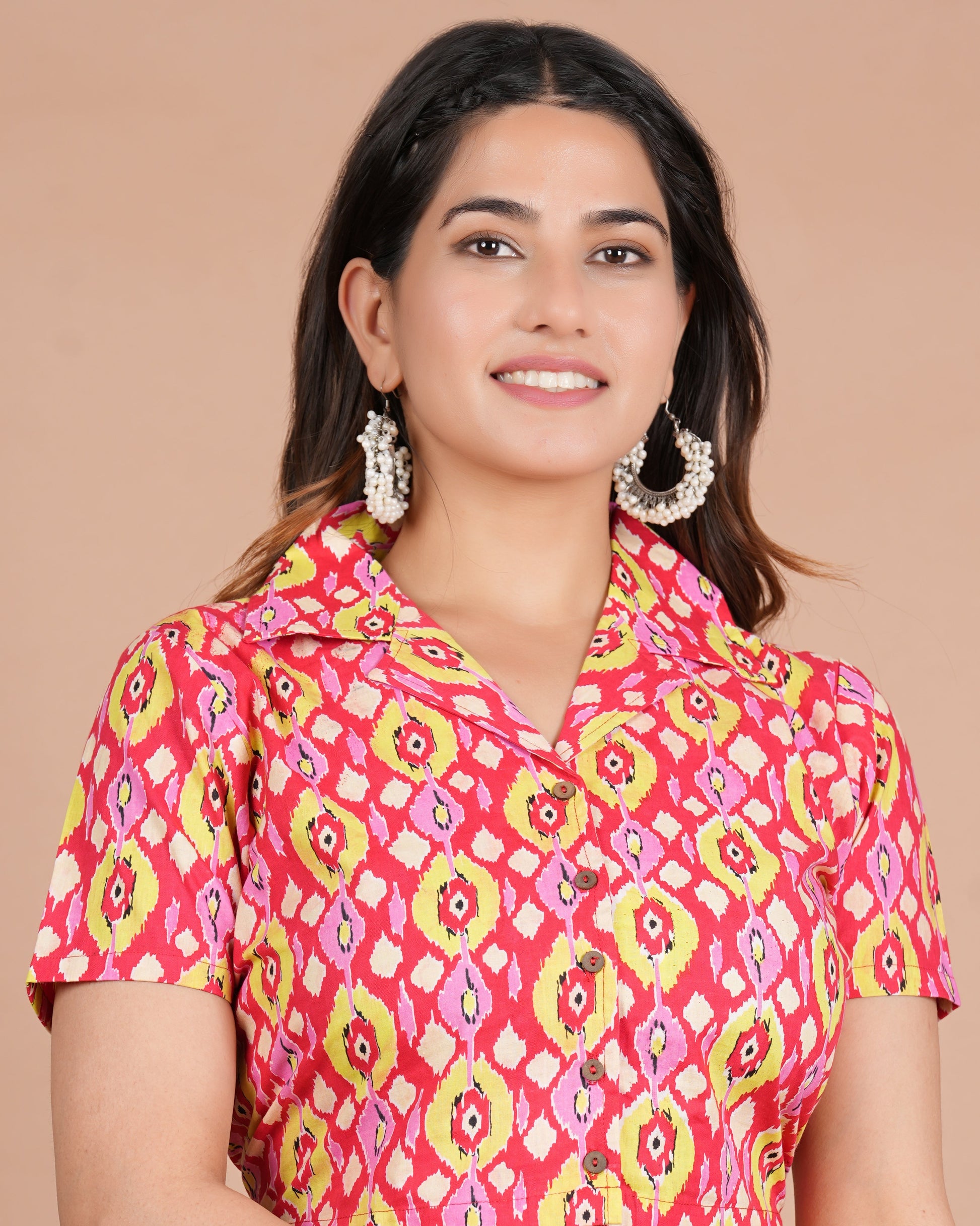House of RP Women Red & Yellow Cotton Print Co-Ords Sets - Swadesiicart