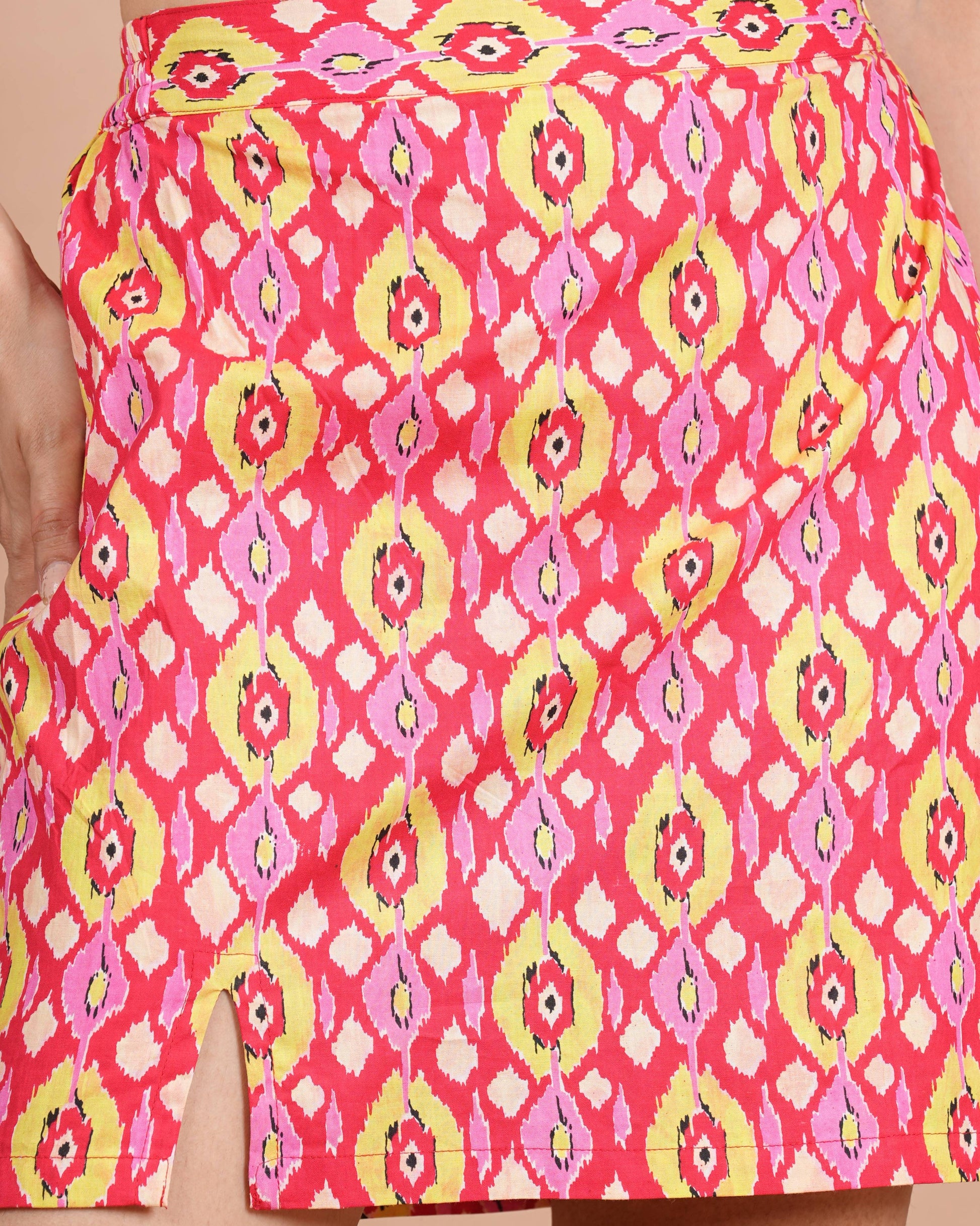 House of RP Women Red & Yellow Cotton Print Co-Ords Sets - Swadesiicart
