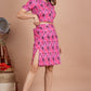 House of RP Women Fuchsia Cotton Print Co-Ords Sets - Swadesiicart