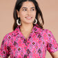 House of RP Women Fuchsia Cotton Print Co-Ords Sets - Swadesiicart
