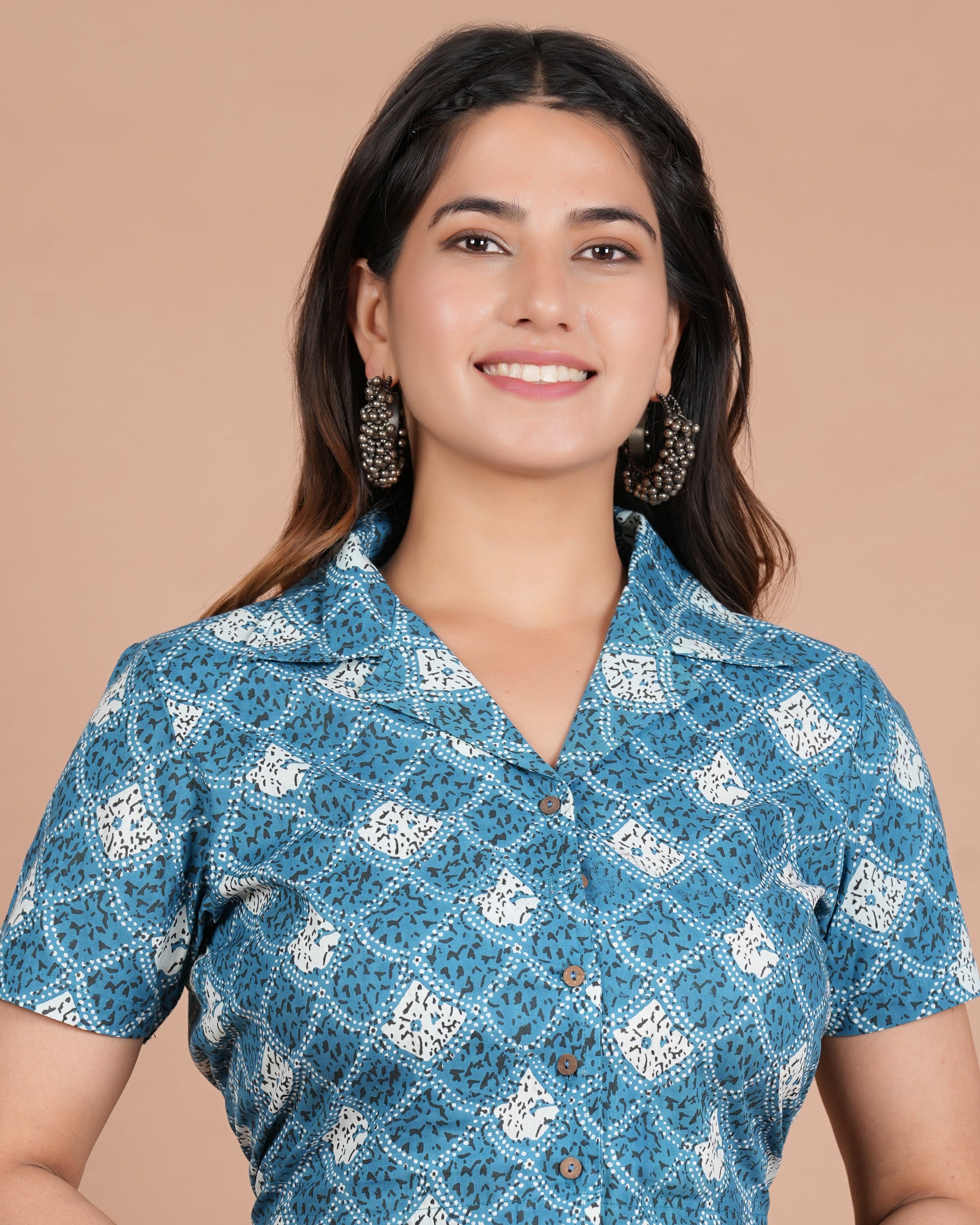 House of RP Women Indigo Cotton Graphic Print Co-Ords Sets - Swadesiicart