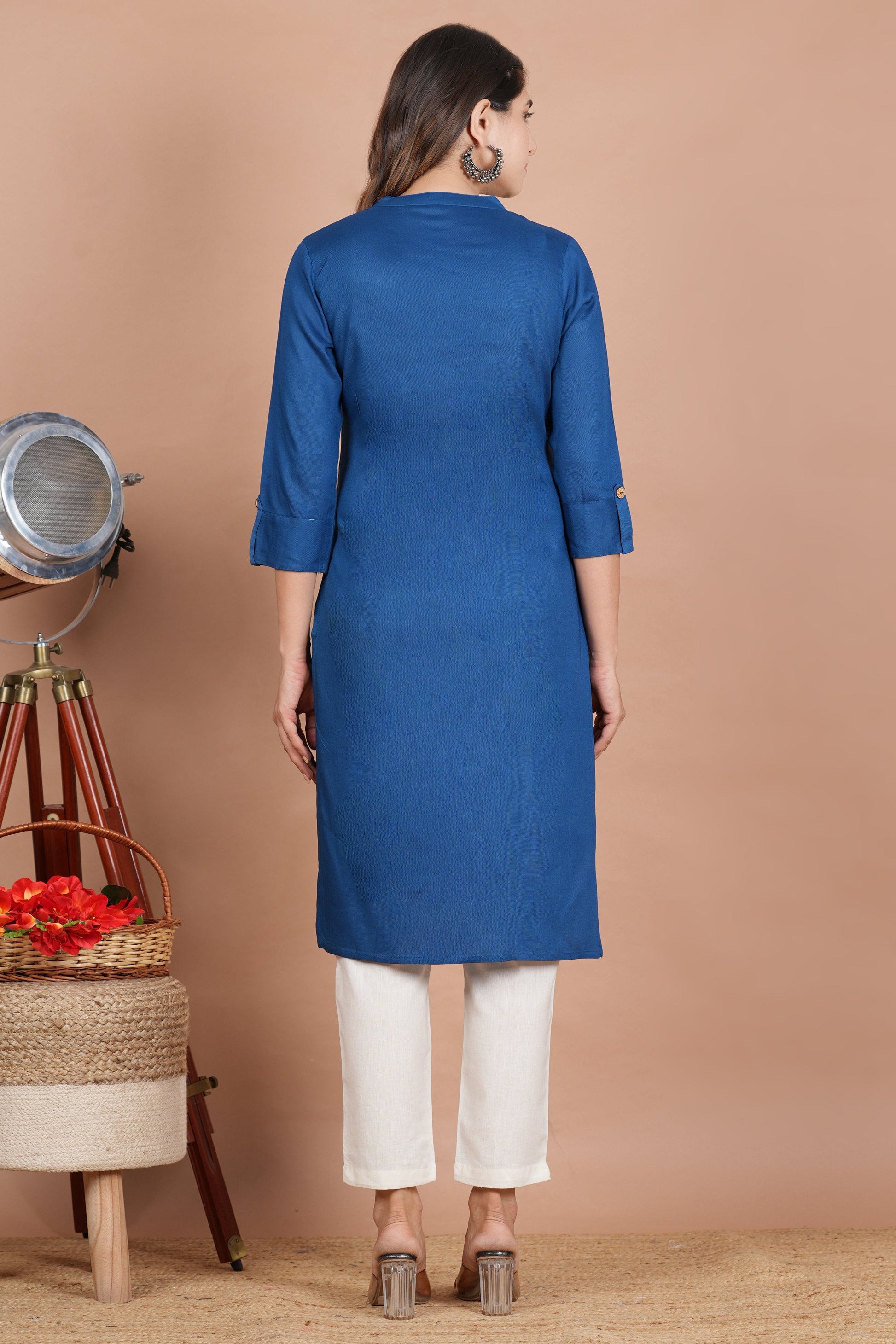 House of RP Women's Grey Rayon Solid Frontslit Kurta | Swadesiicart