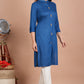 House of RP Women's Grey Rayon Solid Frontslit Kurta | Swadesiicart