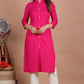House of RP Women's Pink Rayon Solid Frontslit Kurta | Swadesiicart