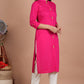 House of RP Women's Pink Rayon Solid Frontslit Kurta | Swadesiicart