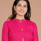 House of RP Women's Pink Rayon Solid Frontslit Kurta | Swadesiicart