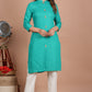 House of RP Women's Trquoise Rayon Solid Frontslit Kurta | Swadesiicart