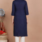 House of RP Women's Blue Rayon Solid Frontslit Kurta | Swadesiicart