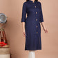 House of RP Women's Blue Rayon Solid Frontslit Kurta | Swadesiicart
