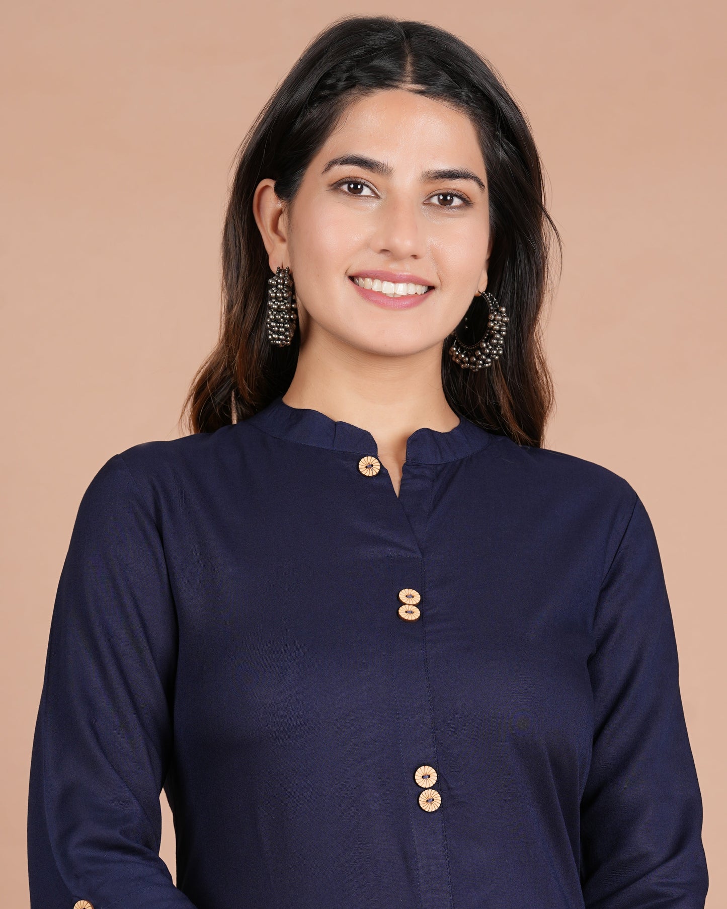 House of RP Women's Blue Rayon Solid Frontslit Kurta | Swadesiicart