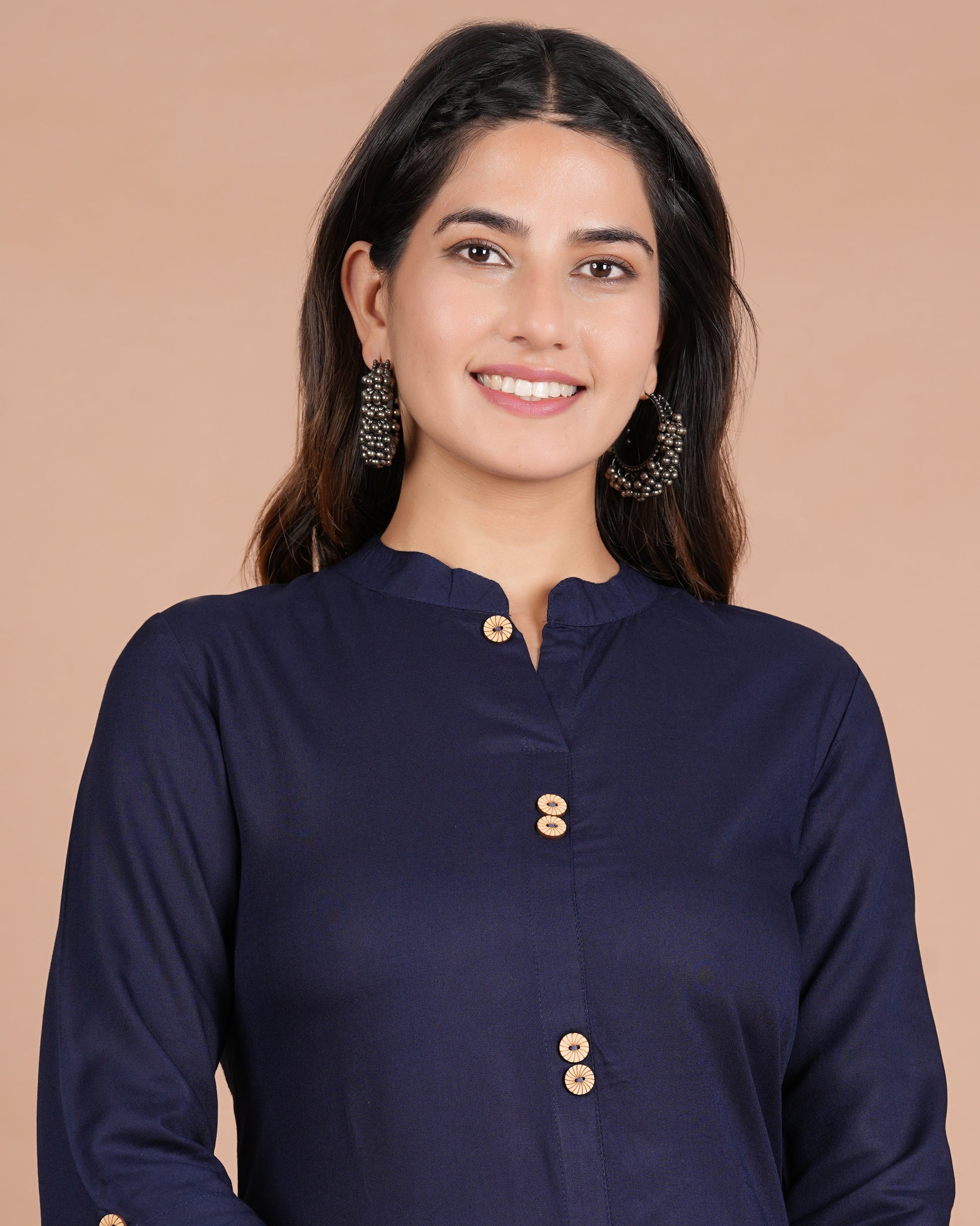 House of RP Women's Blue Rayon Solid Frontslit Kurta | Swadesiicart