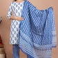 House of RP Women's White & Aqua Blue Cotton Kurta, Pant & Dupatta Set | Swadesiicart
