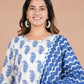 House of RP Women's White & Aqua Blue Cotton Kurta, Pant & Dupatta Set | Swadesiicart
