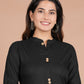House of RP Women's Black Rayon Solid Frontslit Kurta | Swadesiicart