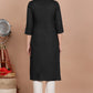 House of RP Women's Black Rayon Solid Frontslit Kurta | Swadesiicart