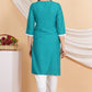 House of RP Women Teal Rayon Embroidered Kurta, Pant & Dupatta Set | Swadesiicart