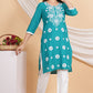House of RP Women Teal Rayon Embroidered Kurta, Pant & Dupatta Set | Swadesiicart