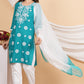House of RP Women Teal Rayon Embroidered Kurta, Pant & Dupatta Set | Swadesiicart