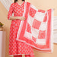 House of RP Women Red Rayon Embroidered Kurta, Pant & Dupatta Set | Swadesiicart