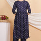 House of RP Women Blue Rayon Embroidered Naira Cut Kurta, Pant & Dupatta Set | Swadesiicart