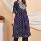 House of RP Women Blue Rayon Embroidered Naira Cut Kurta, Pant & Dupatta Set | Swadesiicart